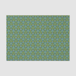 Vintag Blue Yellow Green Ottoman Türkischer Hexago Seidenpapier