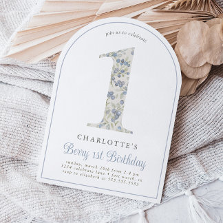 Vintag Blueberry Berry First Birthday Arch Einladung