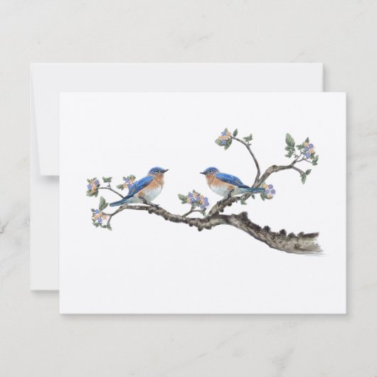 Vintag Bluebirds Wedding RSVP (Vorderseite)