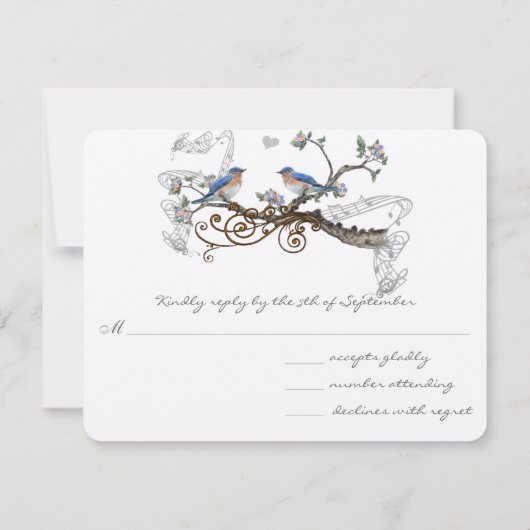 Vintag Bluebirds Wedding RSVP (Rückseite)