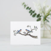 Vintag Bluebirds Wedding RSVP Karte (Stehend Vorderseite)