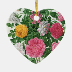 Vintag blühende Blume, Frühjahrsgärten-Rose Keramikornament