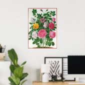Vintag blühende Blume, Frühjahrsgärten-Rose Poster (Heimbüro)