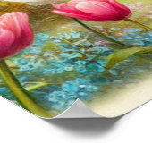 Vintag blühende Blumengarten Villa Aquarell Poster (Ecke)