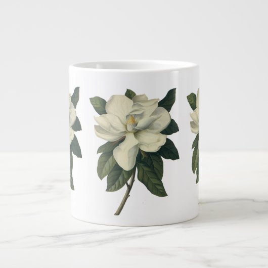 Vintag blühende weiße Magnolia-Blossom-Blume Jumbo-Tasse (Vorderseite)