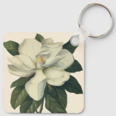 Vintag blühende weiße Magnolia-Blossom-Blume Schlüsselanhänger (Rückseite)