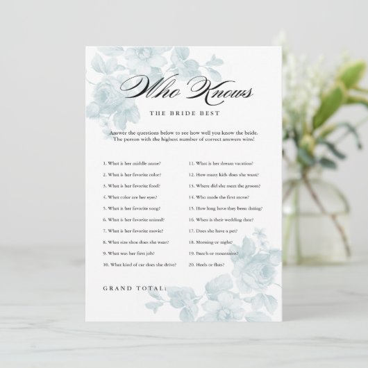 Vintag blumenreich | Brautparty Game (Stehend Vorderseite)
