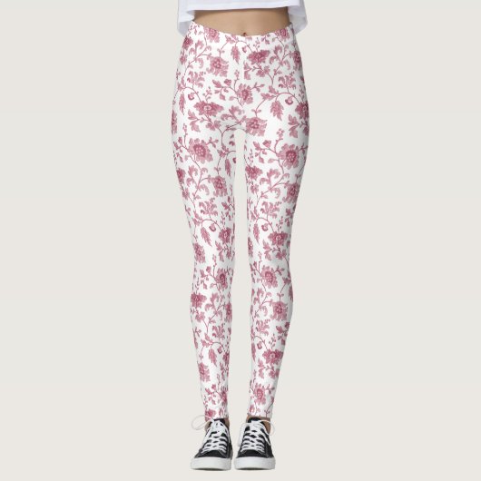 Vintag blumenrot und weiß leggings (Vorderseite)