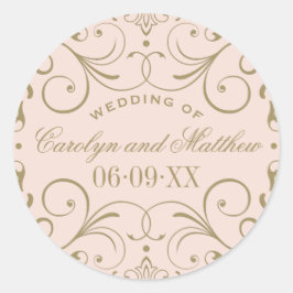 Vintag Blush Antique Blüh Wedding Monogram Runder Aufkleber