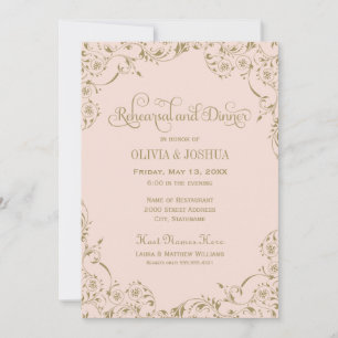 Vintag Blush Antique Geblüht Probe Abendessen Einladung