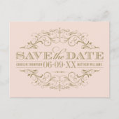 Vintag Blush Antique Geblüht Save the Date Ankündigungspostkarte (Vorderseite)