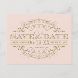 Vintag Blush Antique Geblüht Save the Date Ankündigungspostkarte