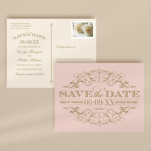 Vintag Blush Antique Geblüht Save the Date Ankündigungspostkarte