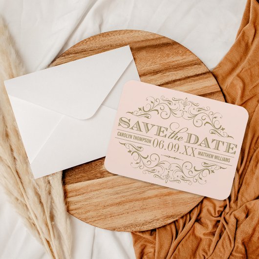 Vintag Blush Antique Geblüht Save the Date Magnet