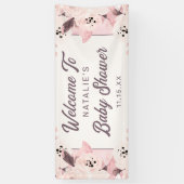 Vintag Blush Blume Baby Girl Dusche Willkommen Banner (Vertikal)