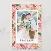 Vintag Blush Blume Hochzeit Foto Danke Karte (Vorne/Hinten)