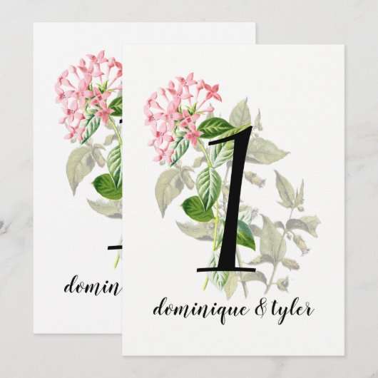 Vintag Blush Blume Hochzeit Tischnummer (Vorne/Hinten)