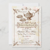 Vintag Blush Blumenmutter's Day Brunch Tee Party Einladung (Vorderseite)