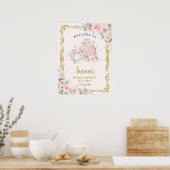 Vintag Blush Blumenstrauß High Tee Baby Brautparty Poster (Küche)