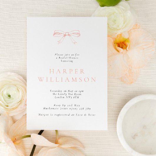Vintag Blush Bow Brautparty Einladung