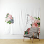 Vintag Blush & Burgundy Brautparty Foto Stand Wandteppich (Beispiel (Horizontal))