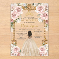 Vintag Blush Champagne Blumenkleid Quinceanera