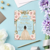 Vintag Blush Champagne Blumenkleid Quinceanera Acryleinladungen (In Situ (Hochzeit))