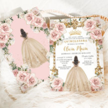 Vintag Blush Champagne Blumenkleid Quinceanera