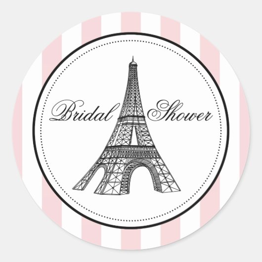 Vintag Blush Eiffel Tower Paris Brautparty Runder Aufkleber (Vorderseite)