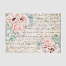 Vintag Blush Floral Rose Alte Buchstabentreue Seidenpapier