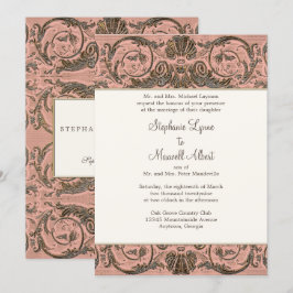Vintag Blush Gold Barock Scrollwork in Muschel Einladung