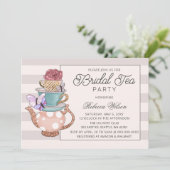 Vintag Blush Lila Blumenbräu Tea Party Einladung (Stehend Vorderseite)