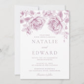 Vintag Blush & Mauve Rose Wunderbare Hochzeit Einladung (Vorderseite)