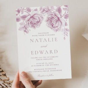 Vintag Blush & Mauve Rose Wunderbare Hochzeit Einladung