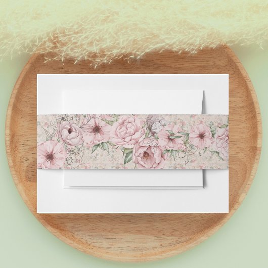 Vintag Blush Peony Wedding Einladungsbanderole
