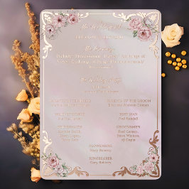 Vintag Blush Peony Wedding Foil Programmkarte Folieneinladung
