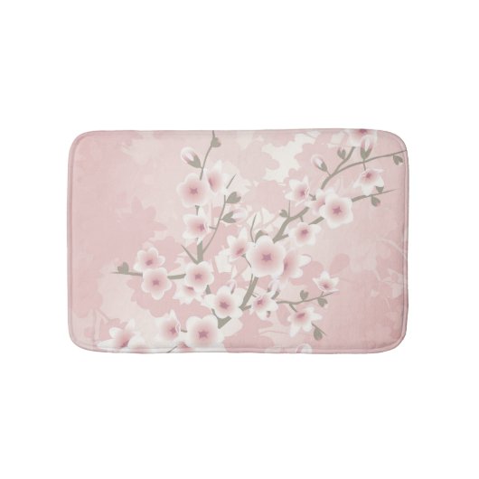Vintag Blush PInk Cherry Blossom Badematte (Vorderseite)