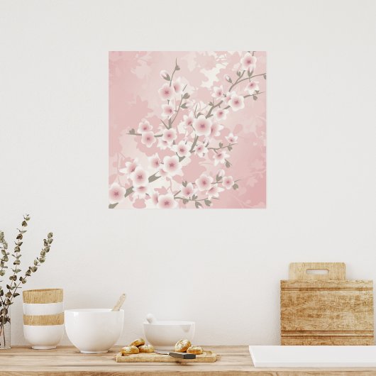 Vintag Blush PInk Cherry Blossom Poster (Küche)