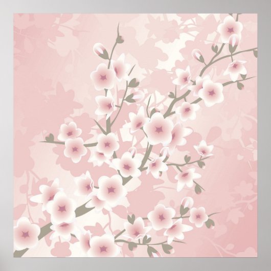 Vintag Blush PInk Cherry Blossom Poster (Vorne)