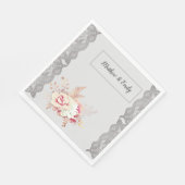 Vintag Blush Pink Grau Blütenlace Serviette (Ecke)