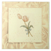 Vintag Blush Pink Grün und Gelb Blumen Fliese (Vorderseite)