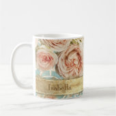 Vintag Blush Pink Heirloom Rose BlumenDamask Kaffeetasse (Links)