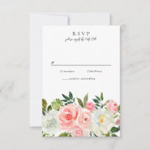 Vintag Blush Pink & Ivory Rose Garland RSVP Card