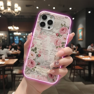 Vintag Blush Pink Shabby Chic Flora Ephemera iPhone 16 Pro Max Hülle