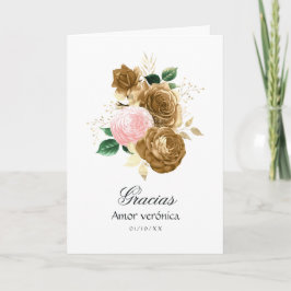 Vintag Blush Pink und Gold Quinceñera Dankeskarte