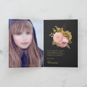 Vintag Blush Pink und Gold Quinceñera Dankeskarte (Innenseite)