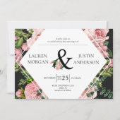 Vintag Blush Rose Monogram Elegant Wedding Einladung (Vorderseite)
