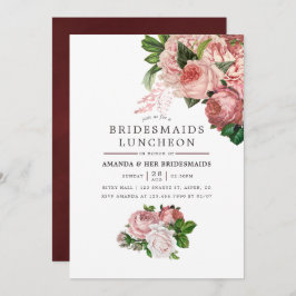 Vintag Blush und Burgund Bridesmaids Luncheon Einladung