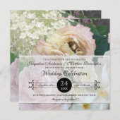 Vintag Blush Yellow Peony Hydrangea Rose Bläschen Einladung (Vorne/Hinten)