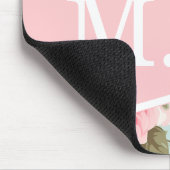 Vintag Blütenrosa Floral Monogramm Mousepad (Ecke)